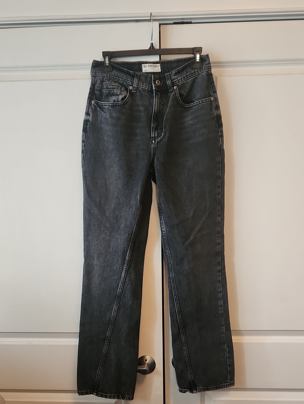 High-Rise Straight Leg Jeans in Washed Black - We The Free